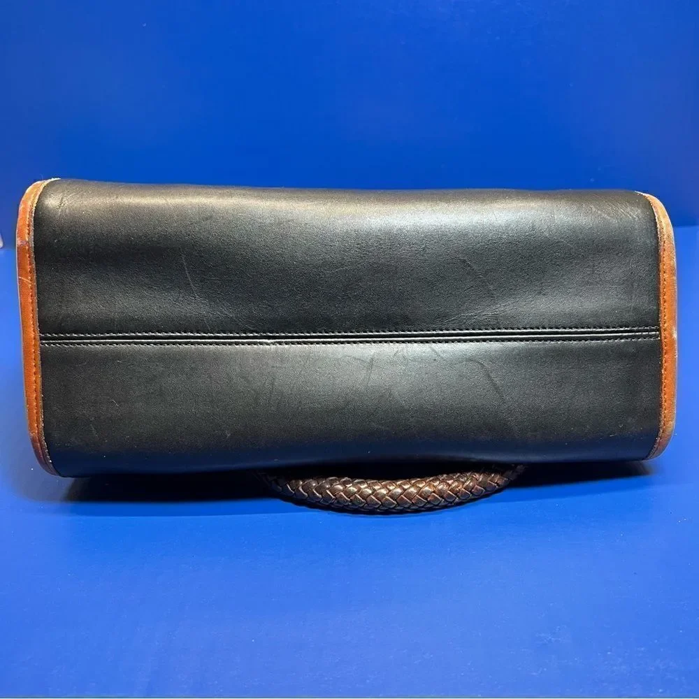 Vintage Brighton April Heart Leather Handbag Brown Black‎ Top Handle Purse